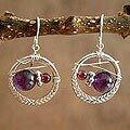 Sterling Silver 'Sweet Harmony' Amethyst/ Garnet Earrings (Peru)