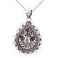 Sterling Silver 'Tree of Life' Amethyst/ Garnet Necklace (India)