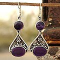 Sterling Silver Amethyst 'Renewal' Dangle Earrings (India)