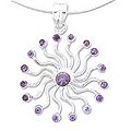 Sterling Silver Amethyst 'Violet Stars' Pendant Necklace (India)