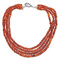 Silver Carnelian 'Love's Fire' 4-strand Necklace (India)