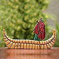 Cedar/ Mahogany 'Reed Boat' Sculpture (Peru)