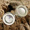 Sterling Silver 'Moon Halo' Pearl Button Earrings (Peru)
