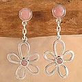 Rose Quartz 'Crazy Daisies' Dangle Earrings (Peru)