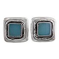Sterling Silver 'Square Moon' Button Earrings (Peru)