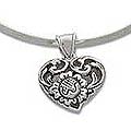 Sterling Silver 'Floral Heart' Choker (Indonesia)