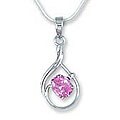 Sterling Silver 'Pink Coquette' Pendant Necklace (India)