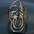 Gold Vermeil Blue Topaz 'Golden Labyrinth' Ring (Brazil)