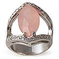 Silver Rose Quartz 'Delicate Sound from Venus' Ring (Brazil)