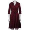 Jessica Howard Women's Cuff-sleeve Notch Collar Belted Shirtdress