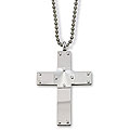 Stainless Steel Rivet Accent Cross Necklace