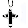 Stainless Steel Black-plated Cross Pendant Necklace