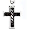 Stainless Steel Greek Key Pattern Cross Necklace