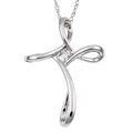 10k White Gold Diamond Cross Necklace (H-I, I2)