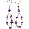 Silver White Freshwater Pearl and Amethyst Earrings (Thailand)