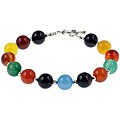 Sterling Silver Rainbow Agate Bead Bracelet (Thailand)