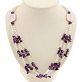 Silver White Pearl, Amethyst and Pink Shell Necklace (Thailand)