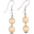 Silver Peach Tiger's Eye and Silver Bead Earrings (Thailand)