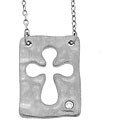 Sterling Silver Diamond Cross Cutout Necklace