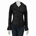 Dolce Cabo Women's Quilted Button-front Black Jacket