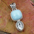 Sterling Silver Seafoam Larimar Pendant (Dominican Republic)