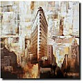 Hand-painted 'Flat Iron' Gallery-wrapped Canvas