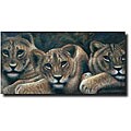 Hand-painted 'Lions' Gallery-wrapped Canvas Art