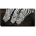 Hand-painted 'Zebras' Gallery-wrapped Canvas Art