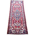 Persian Hamadan Hand-knotted Red/ Navy Rug (3'7 x 9'8)