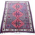 Persian Hamadan Hand-knotted Navy/ Ivory Rug (5'5 x 7'7)