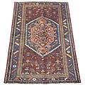 Persian Hamadan Hand-knotted Burgundy/ Navy Rug (4'3 x 6'5)