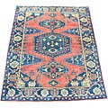 Persian Hamadan Hand-knotted Red/ Navy Rug (5' x 6'8)
