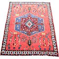 Persian Hamadan Hand-knotted Red/ Ivory Rug (5'3 x 7')