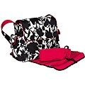 OiOi Black/ White Floral/ Red-lined Messenger-style Diaper Bag
