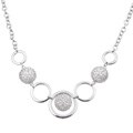 Rhodium-plated Pave Cubic Zirconia Dome Necklace