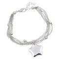 Rhodium Plated Star Charm Bracelet