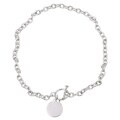 Rhodium-plated Disc Charm Toggle Necklace