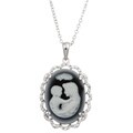 Rhodium-plated Brass Resin Cameo Necklace of Mother and Child