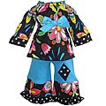 AnnLoren Black and Blue Floral Outfit for American Girl Dolls