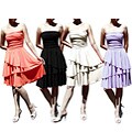 Evanese Women's Ruched Tube Dress with Triple-layered Skirt