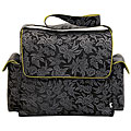 OiOi Messenger Bag Diaper Bag in Black Floral Jacquard