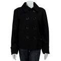 Marcelle Renee Women's Black Double-breasted Wool Peacoat