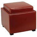 Bobbi Tray Red Bi-cast Leather Storage Ottoman