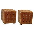 Kristof Bi-cast Leather Saddle Ottomans (Set of 2)