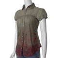 JL Junior's Olive Lightweight Floral Print Babydoll Top