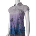JL Junior's Periwinkle Lightweight Floral Print Babydoll Top