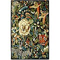 Handmade Safari Jungle Black and Blue Wool Rug (5' x 8')