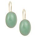 14k Yellow Gold Green Jade Oval Earrings