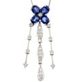 18k White Gold Sapphire and 1/4ct TDW Diamond Necklace