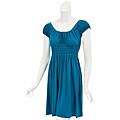 JFW Women's Teal Cinched Peasant Dress